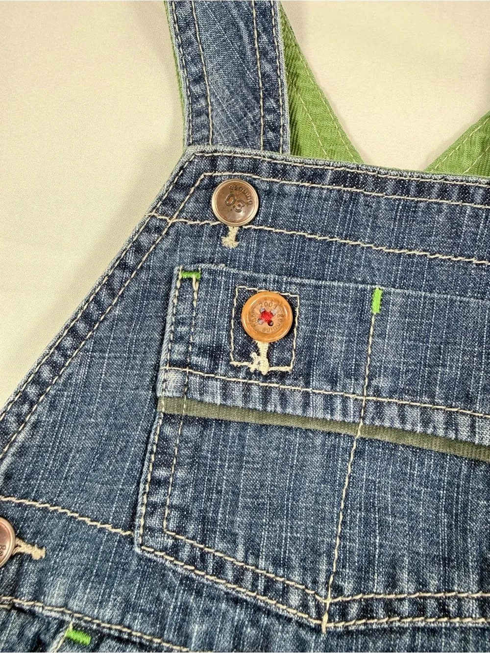 VINTAGE OSHKOSH Boys Denim Overalls 6M Y2K Carpenter Utility 2006 Retro Workwear